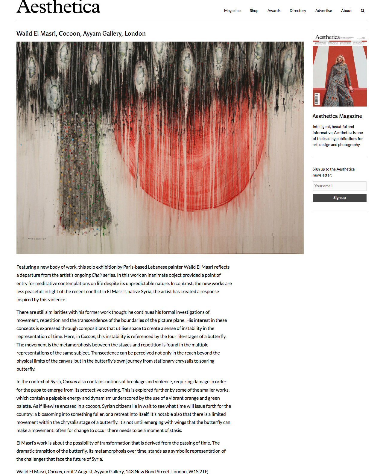 aestheticamagazine.com:walid-el-masri-cocoon-ayyam-gallery-london