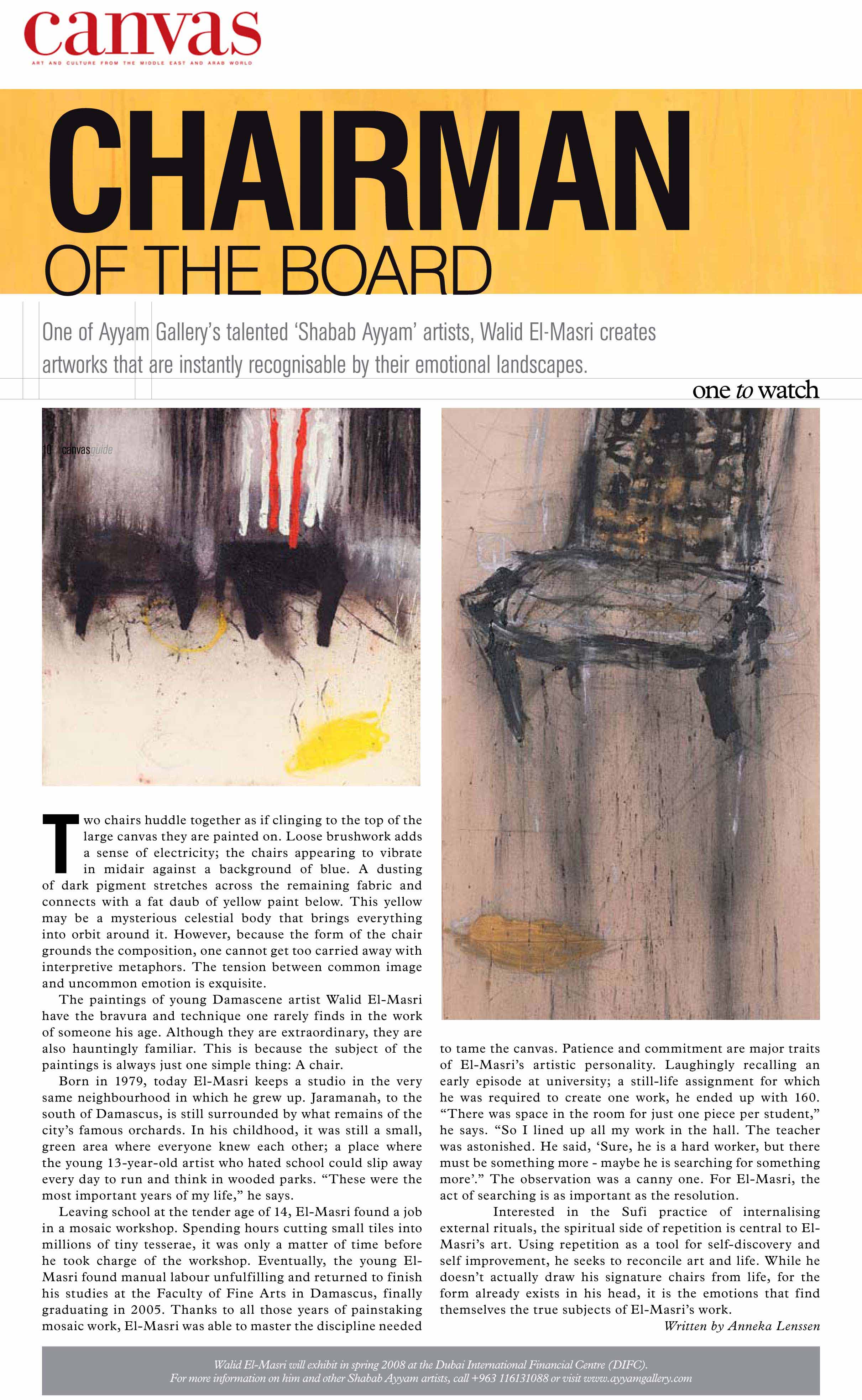 CANVAS Chairman of the copy